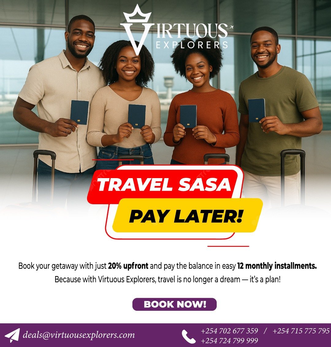 Visit <a href="/VirtuousClub/">Virtuous Explorers Travel Club</a> offices at Ciata Mall, Kiambu Road, 3rd Floor for personalized trip planning, destination recommendations, and tailored financing. Start your travel journey today and experience freedom in motion.
Website: virtuosexplorersclub.com
#VirtuousExplorersDeals