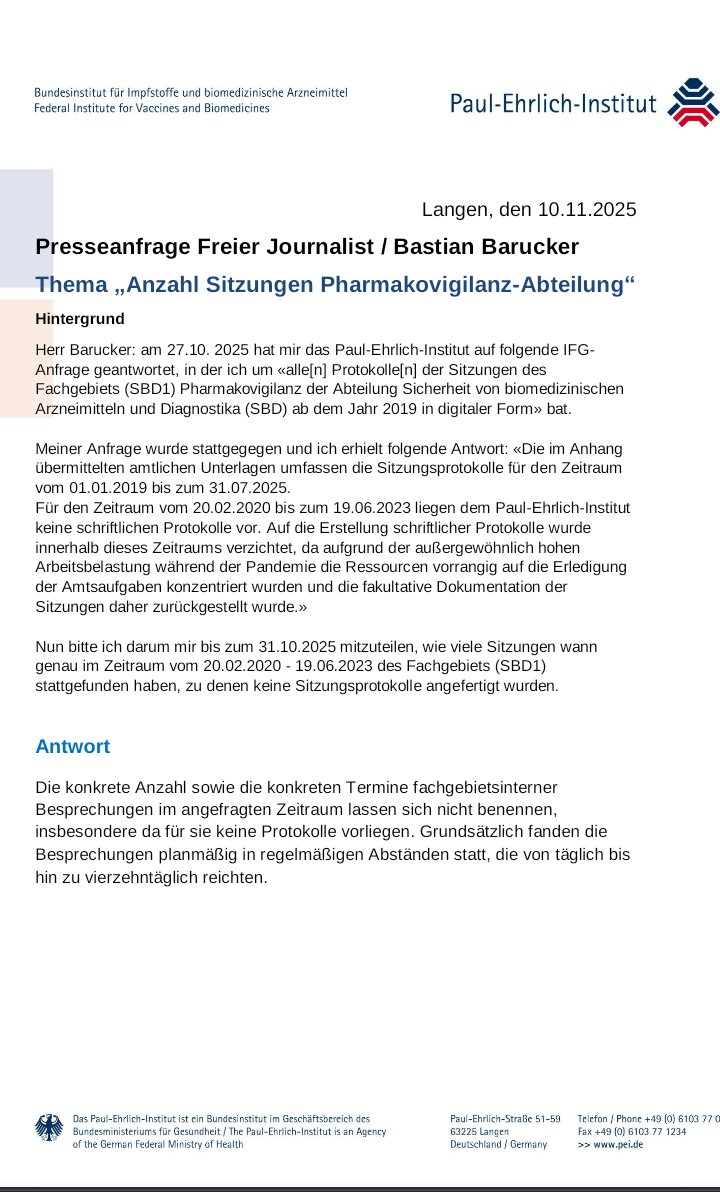 Es gibt für den Zeitraum der Impfkampagne also weder Protokolle des Fachgebiets Pharmakovigilanz noch einen Beschluss zur Nichtprotokollierung. Darüber hinaus weiß das <a href="/PEI_Germany/">Paul-Ehrlich-Institut</a> auch nicht, wie oft und wann Sitzungen stattfanden. Case closed.