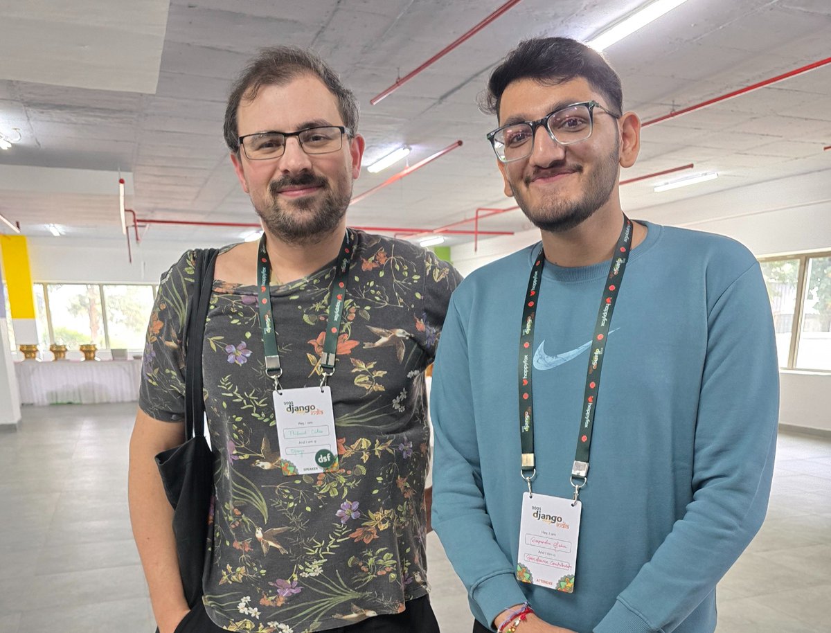 Honored to attend Django Day India 2025! 🇮🇳
Had an amazing experience at Scaler School of Technology, Bangalore.
It was truly an honor meeting and interacting with <a href="/thibaud_colas/">Thibaud</a> and <a href="/sabderemane_/">Sarah Abderemane</a> from <a href="/djangoproject/">Django</a>.
Grateful to the vibrant #DjangoIndia community! 💚