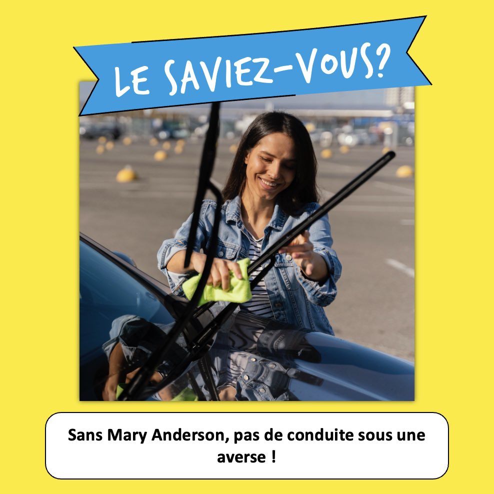 CourseEnCours's tweet image. [ Le saviez-vous ❓]

Les essuie-glaces ont été inventés en 1903 par Mary Anderson, preuve qu’une simple idée peut faire toute la différence sur la route de l’innovation. 🌧️ 

#CourseEnCours
