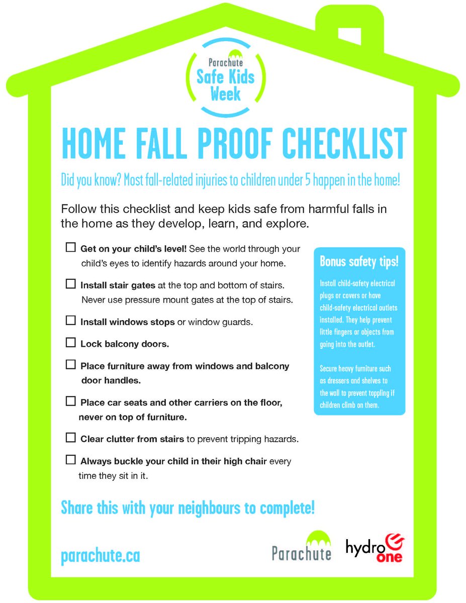 NorthHealthMB's tweet photo. Did you know? Most fall-related injuries to children under 5 happen in the home! Follow this checklist and keep kids safe from harmful falls in the home as they develop, learn, and explore. https://t.co/3SX4iAPLDM
