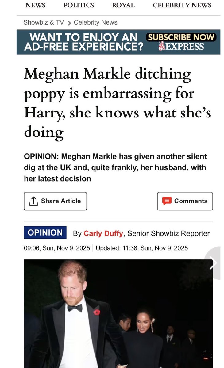 GloGoonerette's tweet image. Last year Meghan wore a poppy and the tabloids tore her apart. This year she didn’t wear one, and guess what—same outrage. It’s the classic case of damned if she does, damned if she doesn’t. No matter what she does, they’ll twist it. That level of obsession is beyond unhealthy