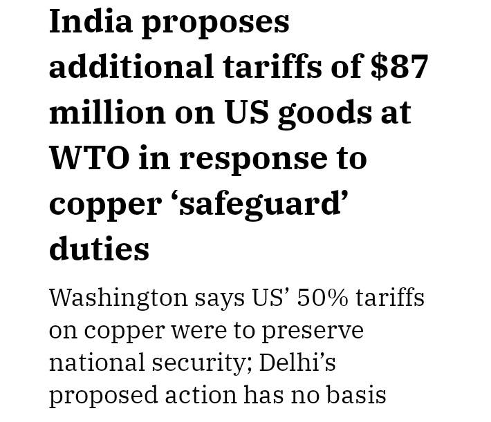 SunnyPal44's tweet photo. Tariffs on copper are not safeguard measures: US on India's claim in WTO. #WTO #IndiaUSTensions
#IndiaUSTradeTalks https://t.co/tc0KNJFBrx