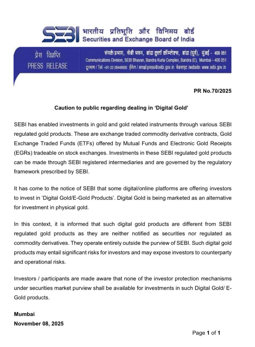 rachitpjain's tweet image. SEBI on #DigitalGold 

Video : youtube.com/shorts/QJh1qv6…
