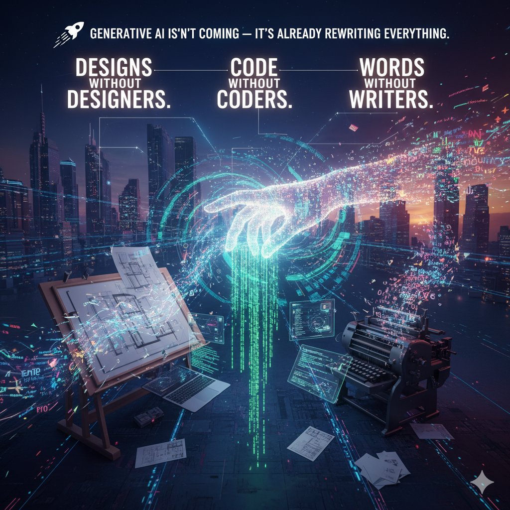 Tech_AI_Tech's tweet image. 🚀 Generative AI isn’t coming — it’s already rewriting everything.
Designs without designers. Code without coders. Words without writers.

#AI #TechAI #LearningAI #GenerativeAI #DeepbrainAI #ArtificialIntelligence