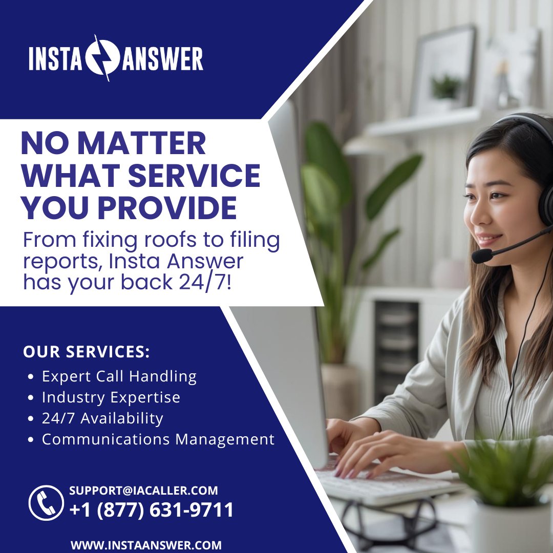 Insta_Answer's tweet image. Whether it’s day or night, rain or shine, your customers deserve answers and we deliver them instantly!

Call (877) 631-9711 or email support@iacaller.com today!

#InstaAnswer #VirtualReceptionist #CustomerService #CustomerSupport #AnsweringService #CSR