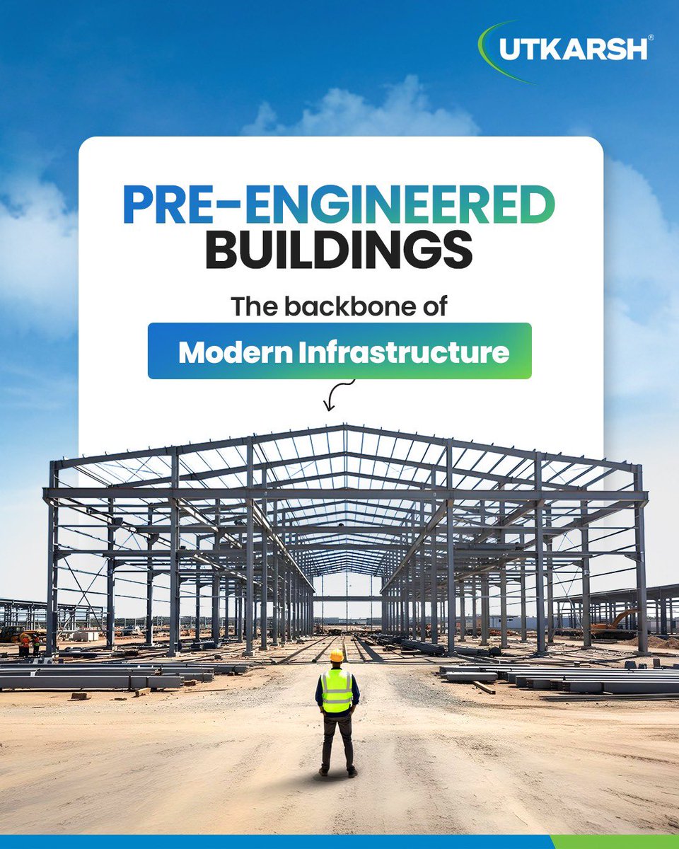 utkarshindialtd's tweet image. Building the future, one engineered structure at a time.
Pre-Engineered Buildings - the smart choice for strength, speed, and sustainability.

#UtkarshIndia #PEB #ModernInfrastructure #preengineeredbuilding