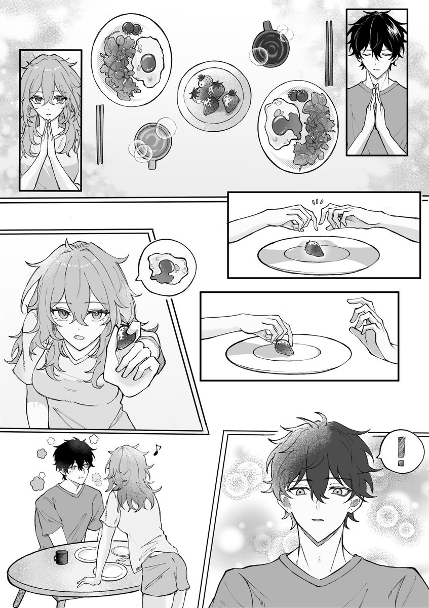 割れてない方の目玉焼きをさりげなく相手に渡してそうだよねっていう絵？です！ #丹星