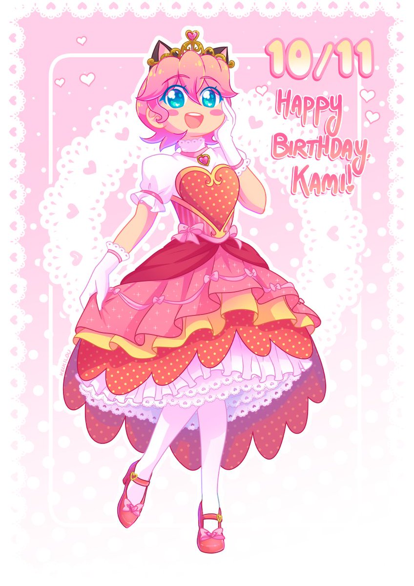 kelkilou's tweet photo. That's right, today is Kami's birthday! And to celebrate, the community voted an a special outfit for her - the winning theme was ✨Princess~!✨

And so, our favourite love-struck main girl is getting the royal treatment on her special day!

#ocs  #ddm #dokidokimori #ocart https://t.co/ySAEaQoWFY