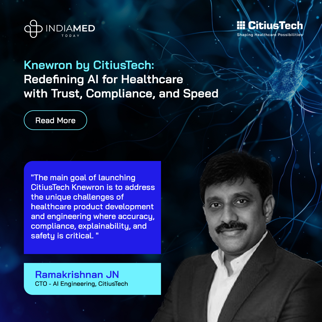 CitiusTech's tweet image. CitiusTech Knewron is shaping the future of AI in healthcare—where trust, compliance, and speed power innovation. Ramakrishnan JN, CTO – AI &amp;amp; Engineering, shares how it ensures validation, auditability &amp;amp; integrity in IndiaMedToday.

Read: bit.ly/4oDYgMa

#AIinHealthcare