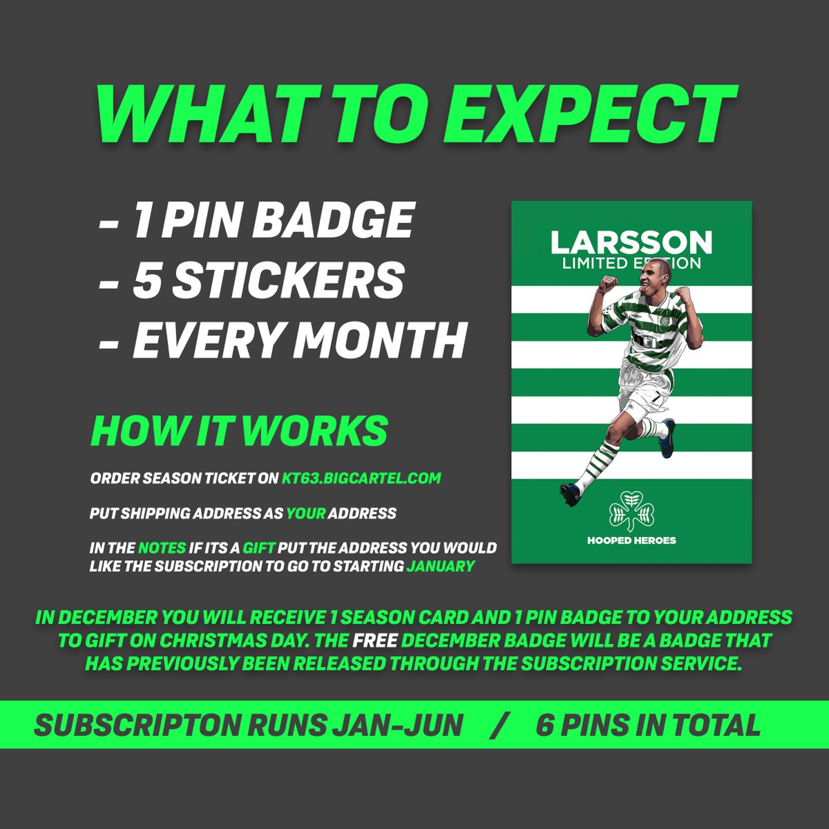 Hoidy's tweet image. Had a lot of emails over the years about gifting a subscription for Christmas to friends/family so I've set this up to make it easier

kt63.bigcartel.com/product/HH-Sea…

🟢 7 Pin in Total
🟢 1 Per Month + 5 Stickers
🟢 1 Plastic "Season Ticket"
🟢 More info below