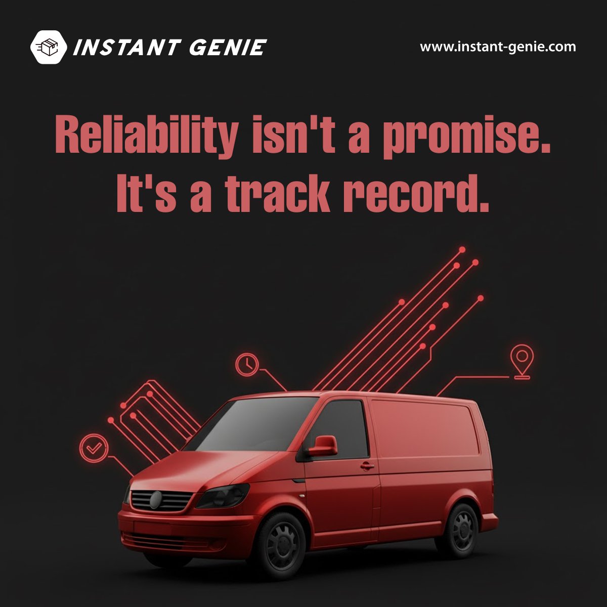 instant_genie's tweet image. Trust deliveries that deliver 💨
 Instant Genie backs every trip with verified drivers and proven on-time performance.
#ProvenReliability #InstantGenieTrust #DeliverOnTime #DependableService #SecureLogistics