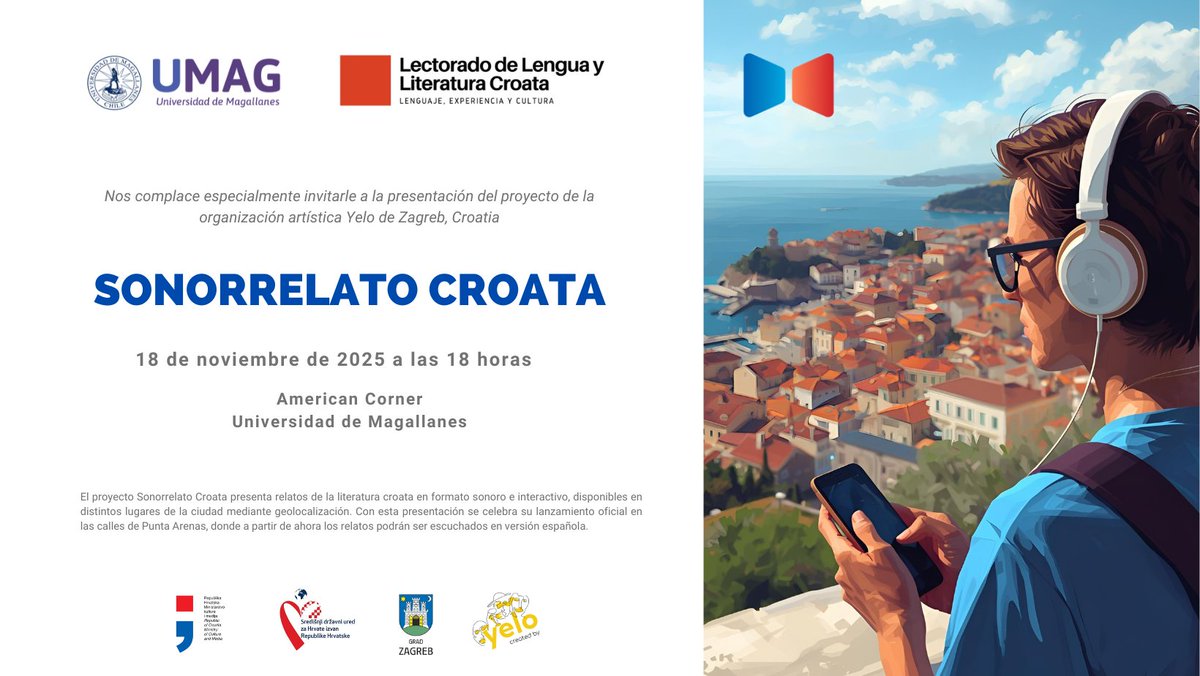 Este 18 de noviembre a las 18:00 horas, te invitamos al lanzamiento del Sonorrelato Croata en el American Corner de la Universidad de Magallanes.
