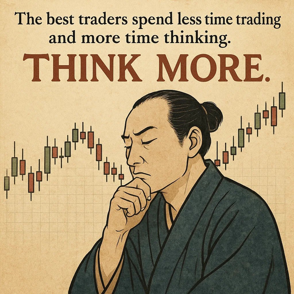 The best traders spend less time trading and more time thinking. 

Think more.