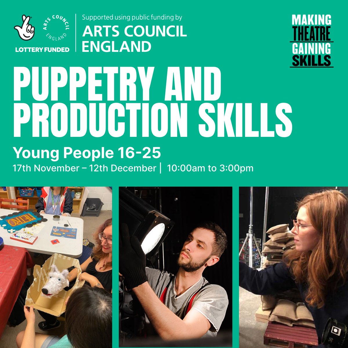If you're a young person who's unemployed and wants to learn new skills and build confidence, join our free course at the <a href="/bognor_make/">The Bognor Makerspace CIC</a> next week! Help build the set, create props and costumes and more. 
Sign up here: t.ly/7ds-X 
#bognor #free #creative #art #course
