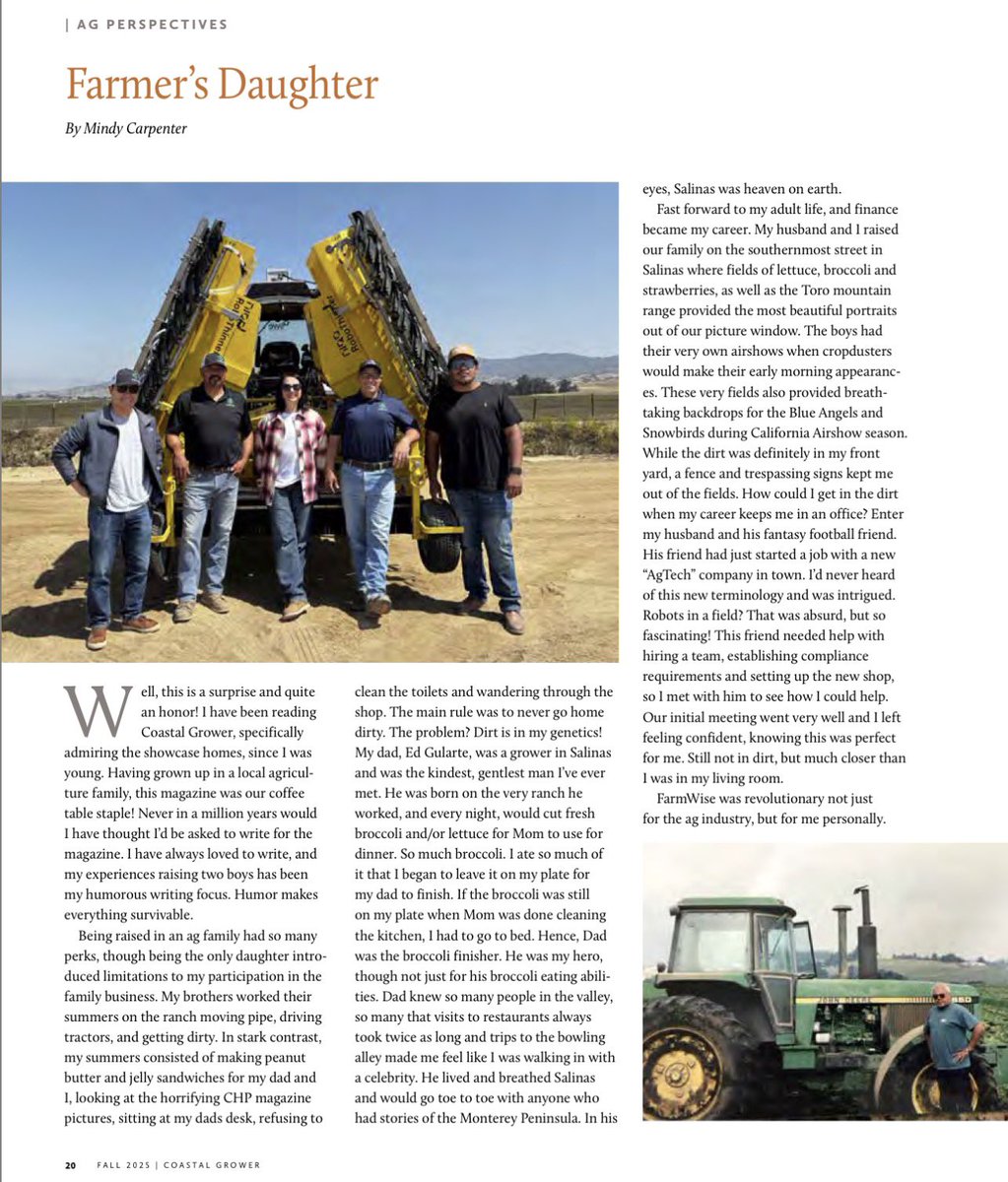 axis_ag's tweet image. Big shoutout to our Mindy Gularte-Carpenter. 

Her debut piece in Coastal Grower Magazine hits home:

“Women make a difference in agriculture. We have voices, and we belong in white pickups in the fields.” 💪

Proud to see her leading the conversation, from the field to the page