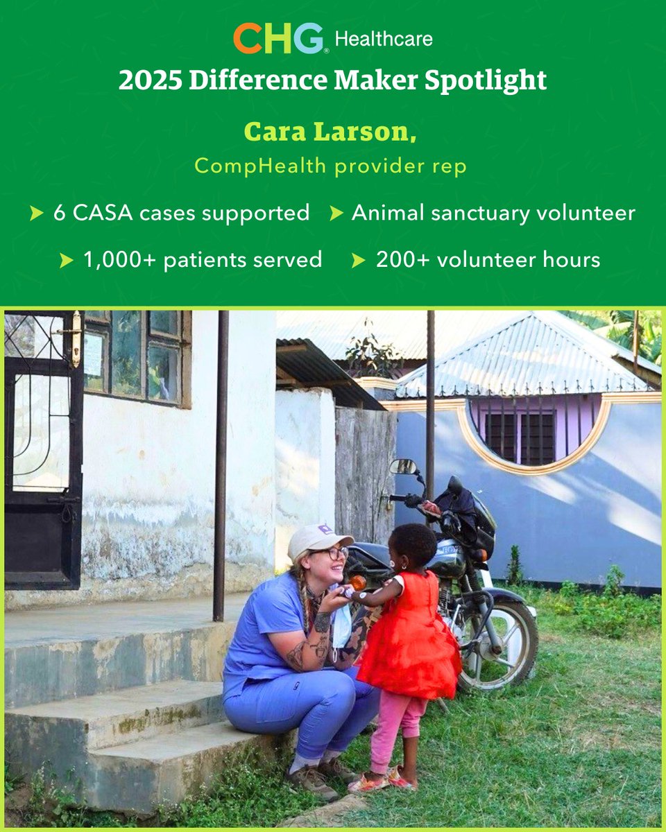 We’re proud to celebrate Cara Larson, a CHG Difference Maker Award winner—an honor recognizing employees who go above and beyond for their communities. From advocating for children to serving on medical missions, she truly makes a difference. Learn more: ow.ly/T9q750X4vLK