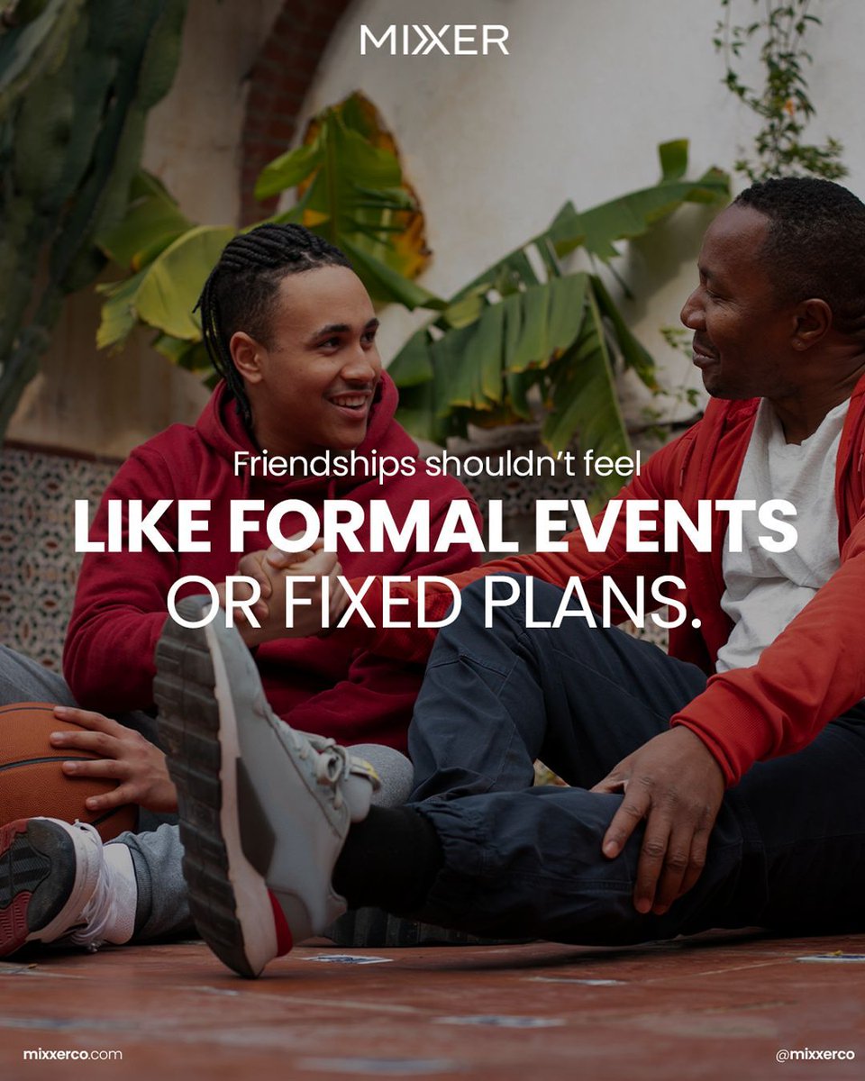 Mixxerco's tweet photo. Friendship ≠ formal events. It’s supposed to be easy. ✨ 

 Try it for yourself. Download Mixxer now on the AppStore!
https://t.co/YmwcxHAgoW https://t.co/tC4qNwcpae