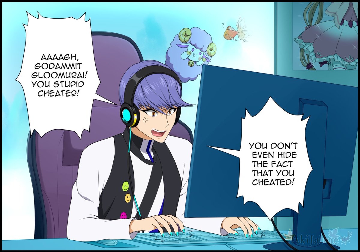 AkiJaline's tweet image. [Crossover Obey Me! + Twisted Wonderland + Mystic Messenger]  

I&apos;ve had this comic unfinished since 2024, so I finished it now. This was a stupid idea that occurred to me at the moment about these gamer boys 🎮 

#obeyme #twst #mysme #mysticmessenger #twistedwonderland