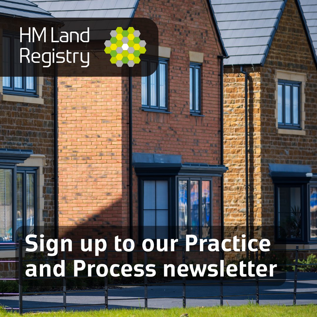 HMLandRegistry's tweet image. Stay up to date with any changes to land registration or HM Land Registry requirements by signing up to our monthly #PracticeAndProcess newsletter. 
Sign up here:
customerhelp.landregistry.gov.uk/subscriptionre…