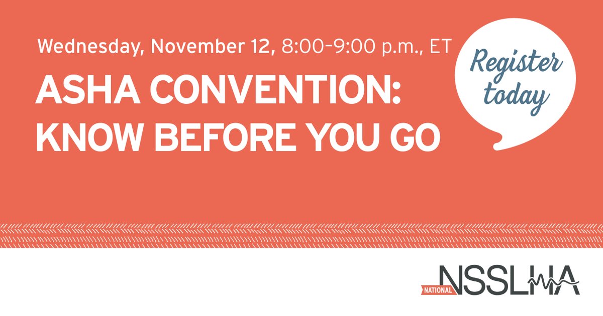 🌟 Headed to the ASHA Convention next week? Check out this FREE virtual event that will help you feel prepared and confident before you go!

Don’t miss this chance to get insider guidance before you hit D.C.! Register now: on.asha.org/4hMQwoc

#SuccessStartsHere #aud2b #slp2b