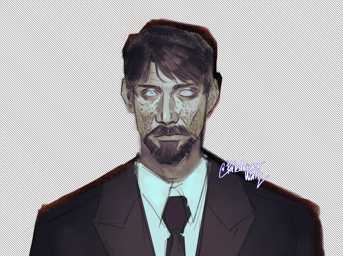 31 Days of Jean Vic       
Day 25: Cold Glare👁️
#DiscoElysium #jeanvicquemare