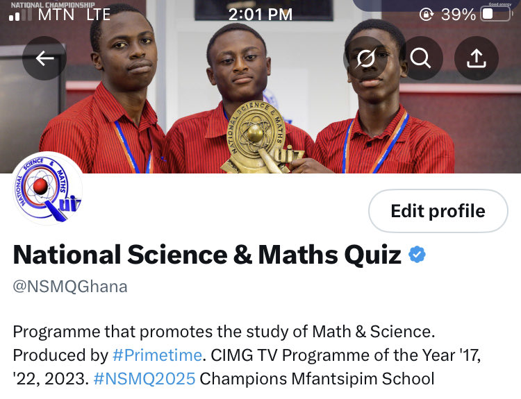 NSMQGhana's tweet image. Cover photo slightly changed - kindly check it out😊.

#NSMQ2025 #Primetime