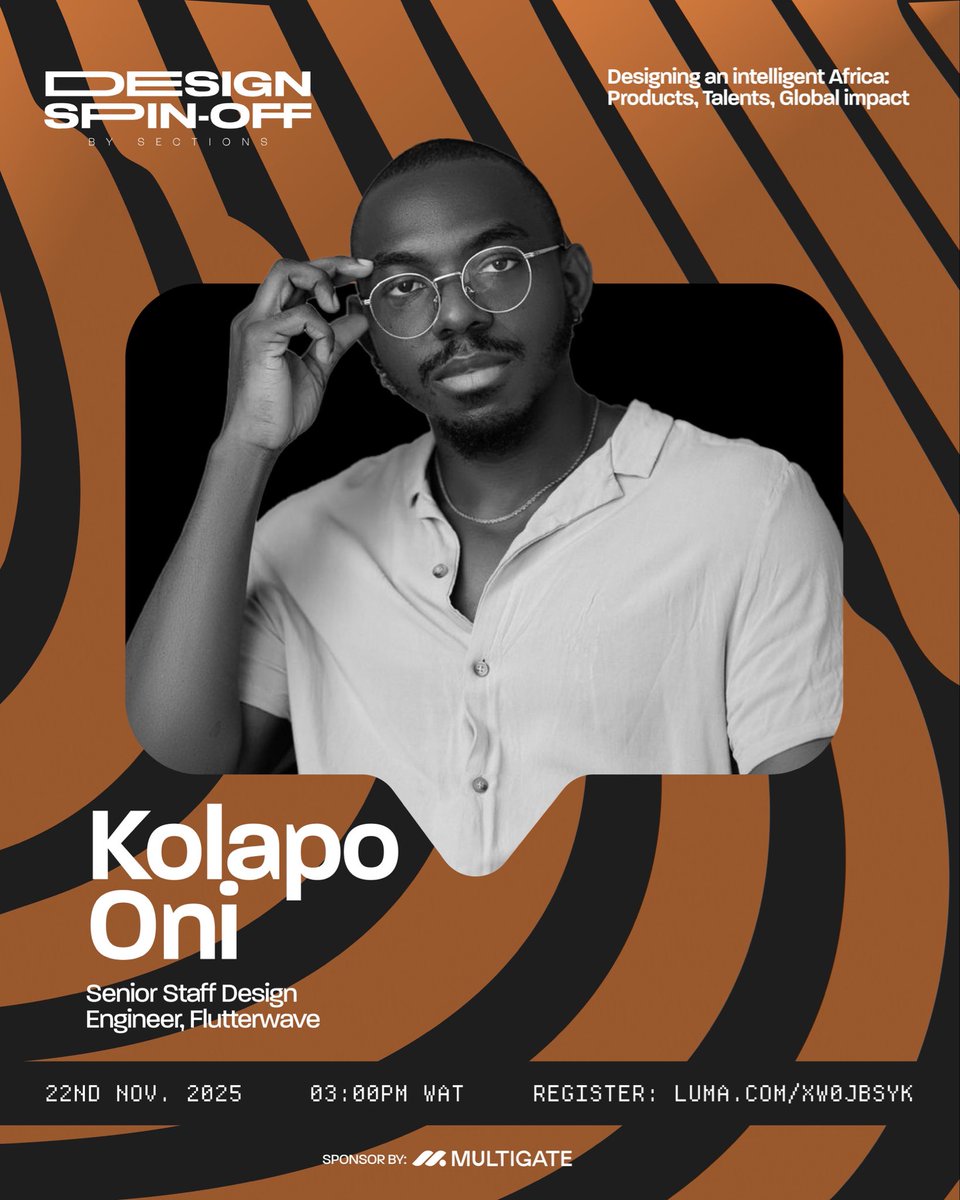hello_sections's tweet image. We’re excited to welcome @kolapo_ , Senior Staff Design Engineer at Flutterwave, to Design Spin-off 2025!

Expect an engaging conversation where he’ll share insights and experiences that challenge the status quo and inspire fresh perspectives in design.