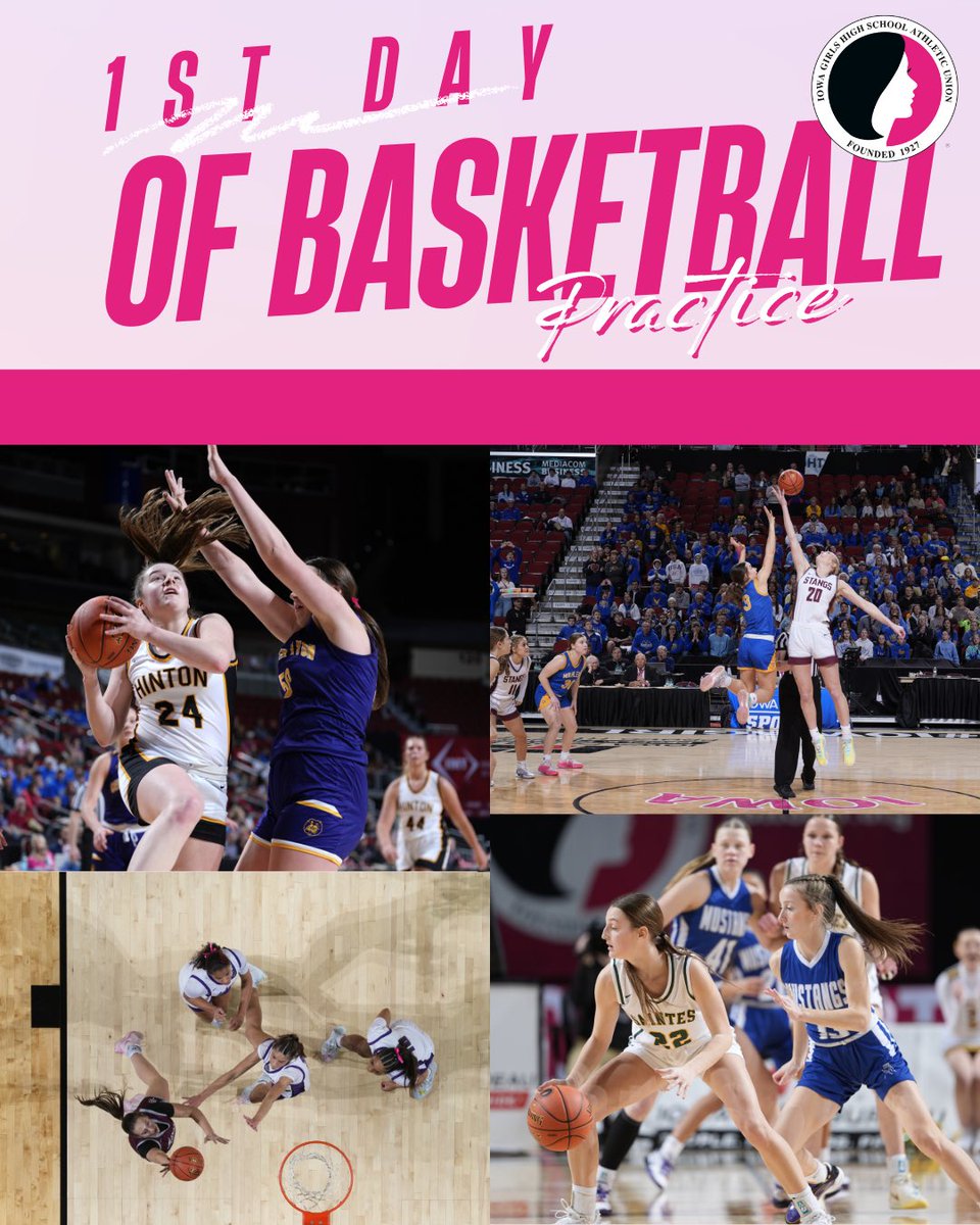 IGHSAU's tweet image. The first day of basketball practice is officially underway! 🏀💪 Good luck to all the Iowa Girls kicking off their seasons today! 

#IGHSAU #IowaGirl
