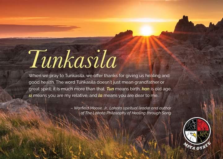 SpottedElk7's tweet image. At the beginning of every Lakota Prayer, Tunkasila (☀️) is the first word in our prayers. These are The Relatives we pray to, the Sun, Moon, Stars, Land, Water and Fire. Our prayers are put out to the Universe. #NativeAmericanHeritageMonth