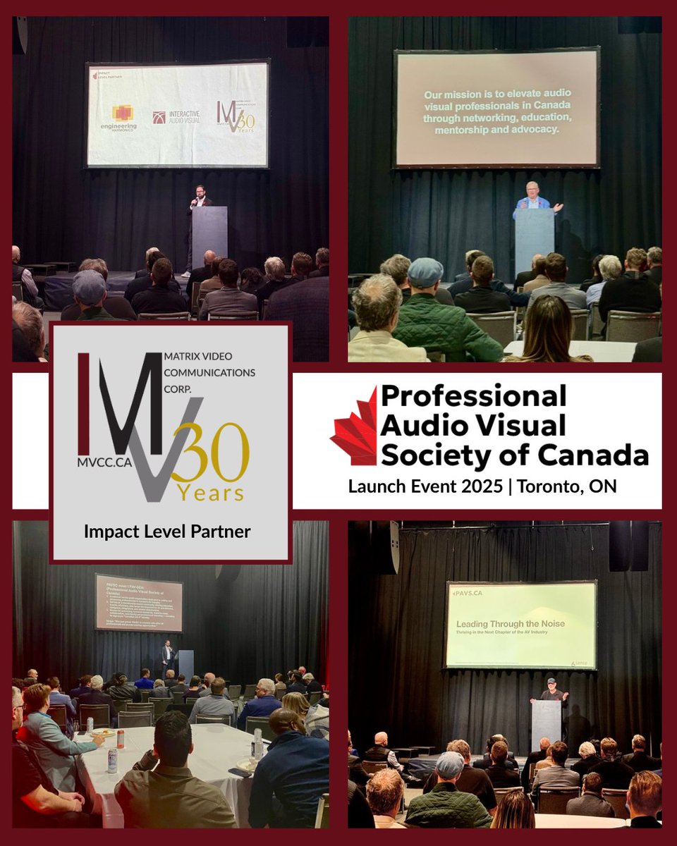 MVCC is proud to have attended the inaugural launch of <a href="/pavscanada/">Professional Audio Visual Society of Canada</a> as an Impact-Level Partner! We are excited to support #innovation, #collaboration, and a bright future for the #Canadian #AV community. 🇨🇦 Learn more and become a member at pavs.ca #PAVS