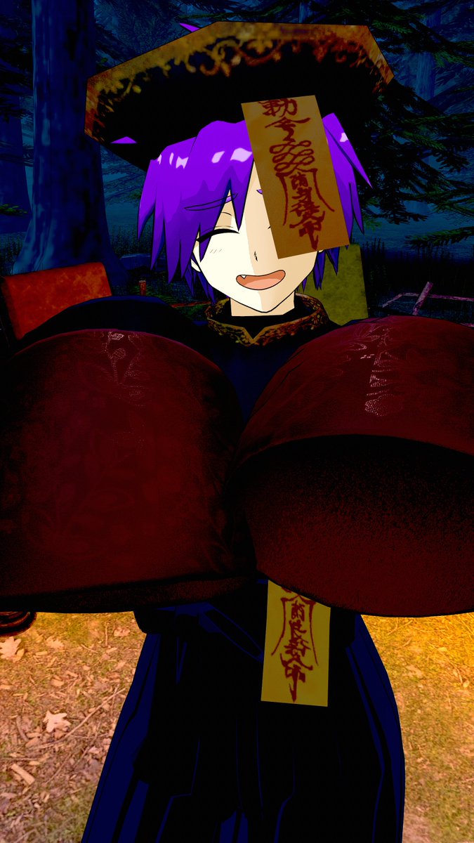 #バメフォト
かめパンダさん（Sky_Kamesan）2着目のキョンシーです！服の刺繡の質感が良いですね！ちゃんとキョンシーポーズもしてくれました！