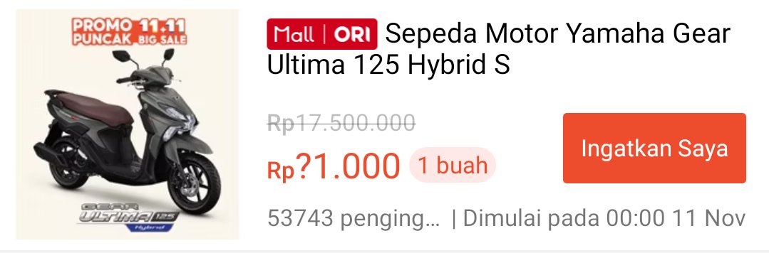 AnggixH's tweet photo. Flas sale motor 11.000 di shopee 
Berlaku mulai pukul 00.00
https://t.co/JO8smlPoDa

Malam jisoo nifas durian senin tingmeen fufufafa koko takut kode voucher shopee 11.11 harbolnas flash sale motor shopee diskon terbaik di shopee https://t.co/UhDffJsF4t