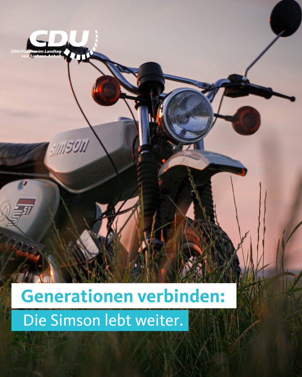#ltlsa 60km/h für alle #Simson-Modelle #S50, #S51 und #Schwalbe - bundesweit. Im November bringen wir unsere Initiative zur Simson in den Landtag ein. Ziel der #CDU-Initiative ist die vereinfachte Zulassung von reimportierten Simson aus dem Ausland.