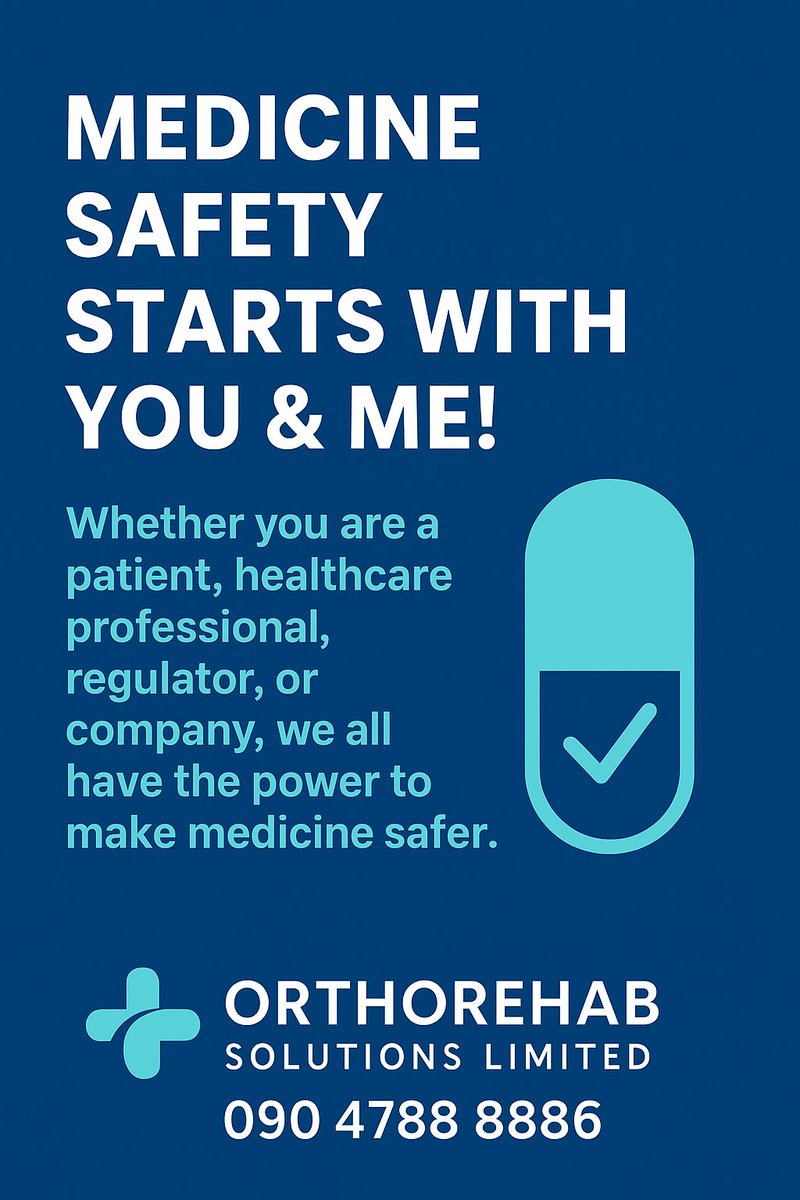 HHAbdulkadir's tweet image. 💊 Medicine Safety Starts With You &amp;amp; Me!
Every pill, every prescription, every decision — matters.
Let’s make healthcare safer, together. 🌍💙

#MedicineSafety #OrthorehabCares #SafeHealth #PatientFirst #RehabWithCare