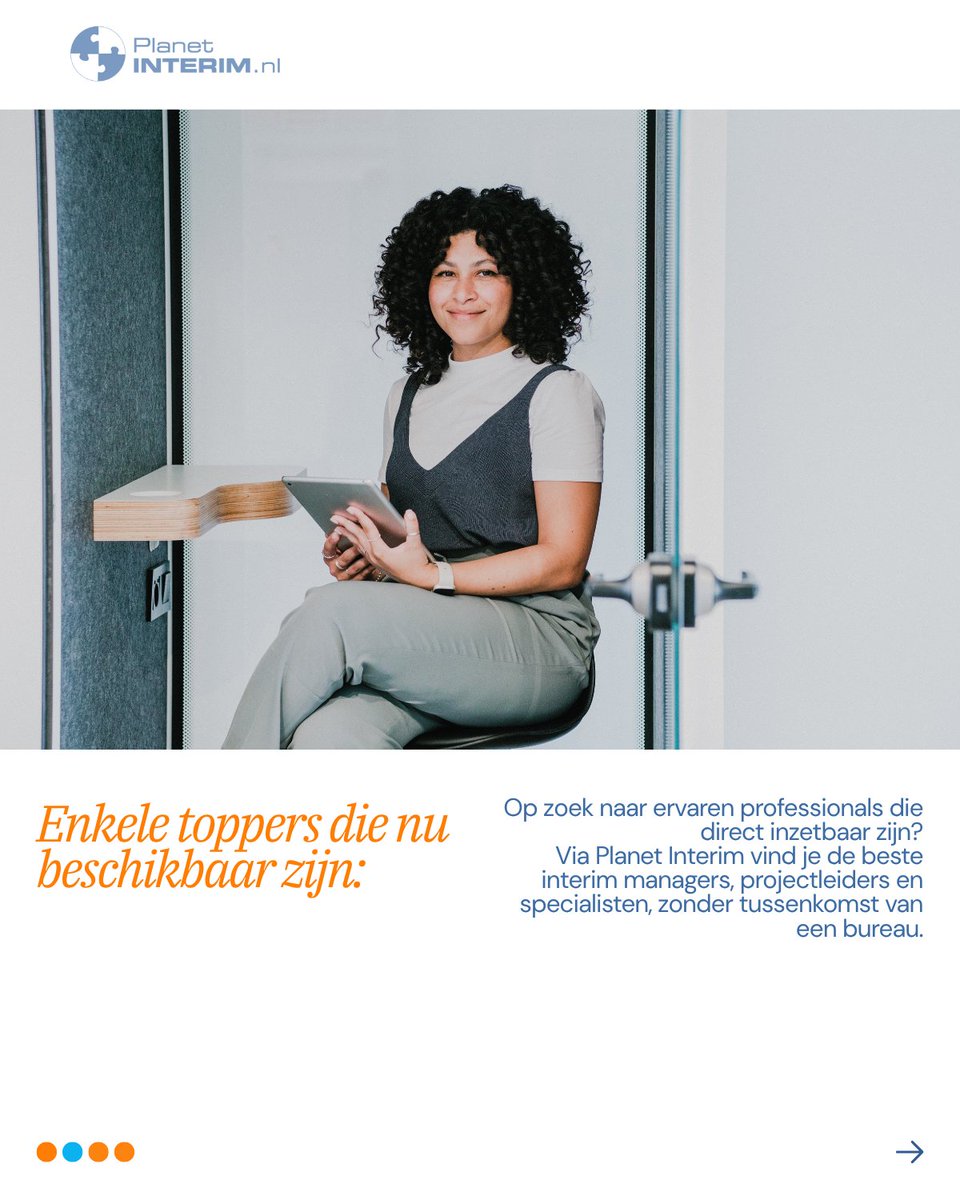 planetinterim's tweet image. Direct in contact met beschikbare top interim professionals! 🎯
Ontdek interim managers binnen o.a. Finance, IT, HR, Inkoop en Management die nú beschikbaar zijn. Bekijk de selectie of bezoek planetinterim.nl

#interim #freelance #interimmanager #inhuur #zzp