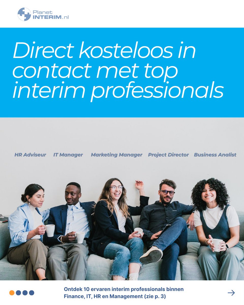 planetinterim's tweet image. Direct in contact met beschikbare top interim professionals! 🎯
Ontdek interim managers binnen o.a. Finance, IT, HR, Inkoop en Management die nú beschikbaar zijn. Bekijk de selectie of bezoek planetinterim.nl

#interim #freelance #interimmanager #inhuur #zzp