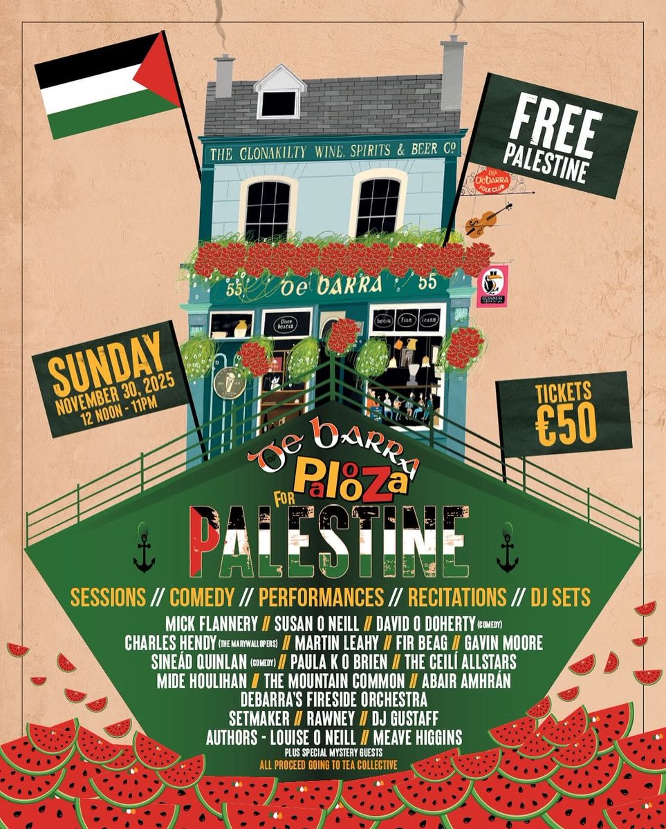 This will be a mighty all-day  event on Sunday the 30th of Nov at <a href="/DeBarraFolkClub/">DeBarra’s Folk Club</a>  I'm looking forward to being part of it. 

#debarras #Clonakilty #Palestine #westcork #Ireland