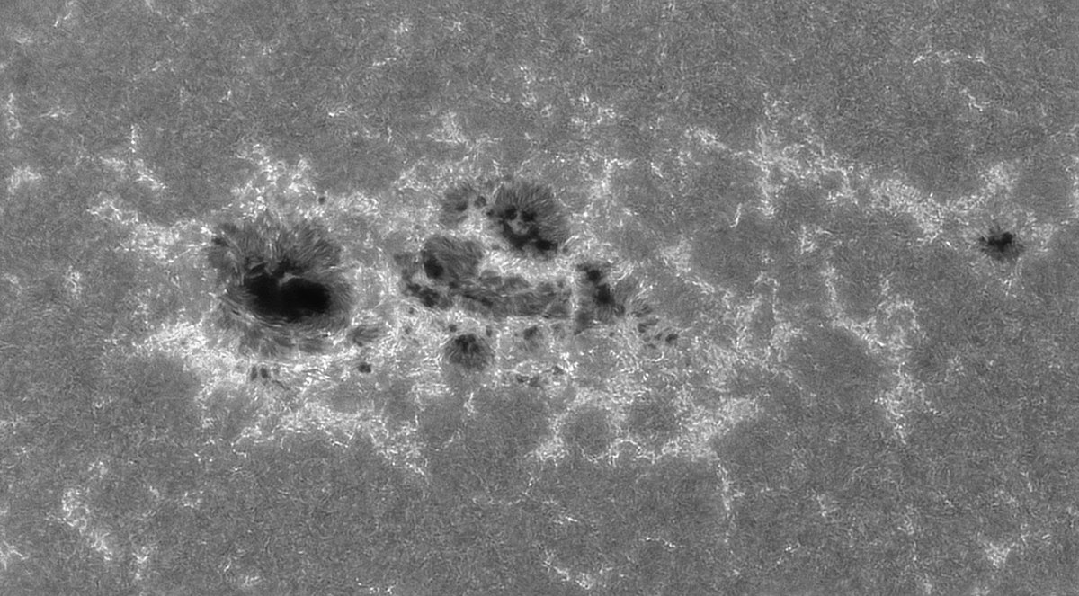 AR4274 in CaK（2025-11-10）
Equipment used #Antlia 5Å(0.5nm) CaK 393.37nm with Antlia 3x barlow，IMX462，120mmF7
Exposure=1.2ms，Gain=0，160 Frame
#AntliaCaK