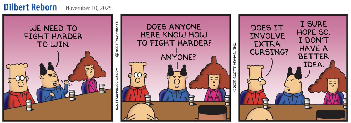 ScottAdamsSays's tweet photo. DilbertReborn 11/10/25 https://t.co/UCi2IgHya7