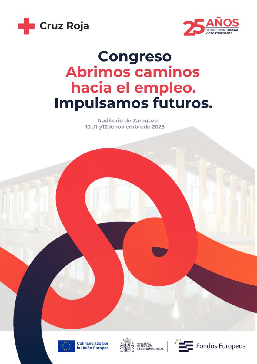 CruzRoja_Empleo's tweet photo. ¡Hoy arranca el Congreso “Abrimos caminos hacia el empleo. Impulsamos futuros” @CruzRojaEsp 
Celebramos 25 años del #PlanEmpleoCruzRoja: pasado, presente y futuro del empleo, la digitalización y las oportunidades. Tres días de inspiración, aprendizaje y compromiso. https://t.co/S0EDquXuO8