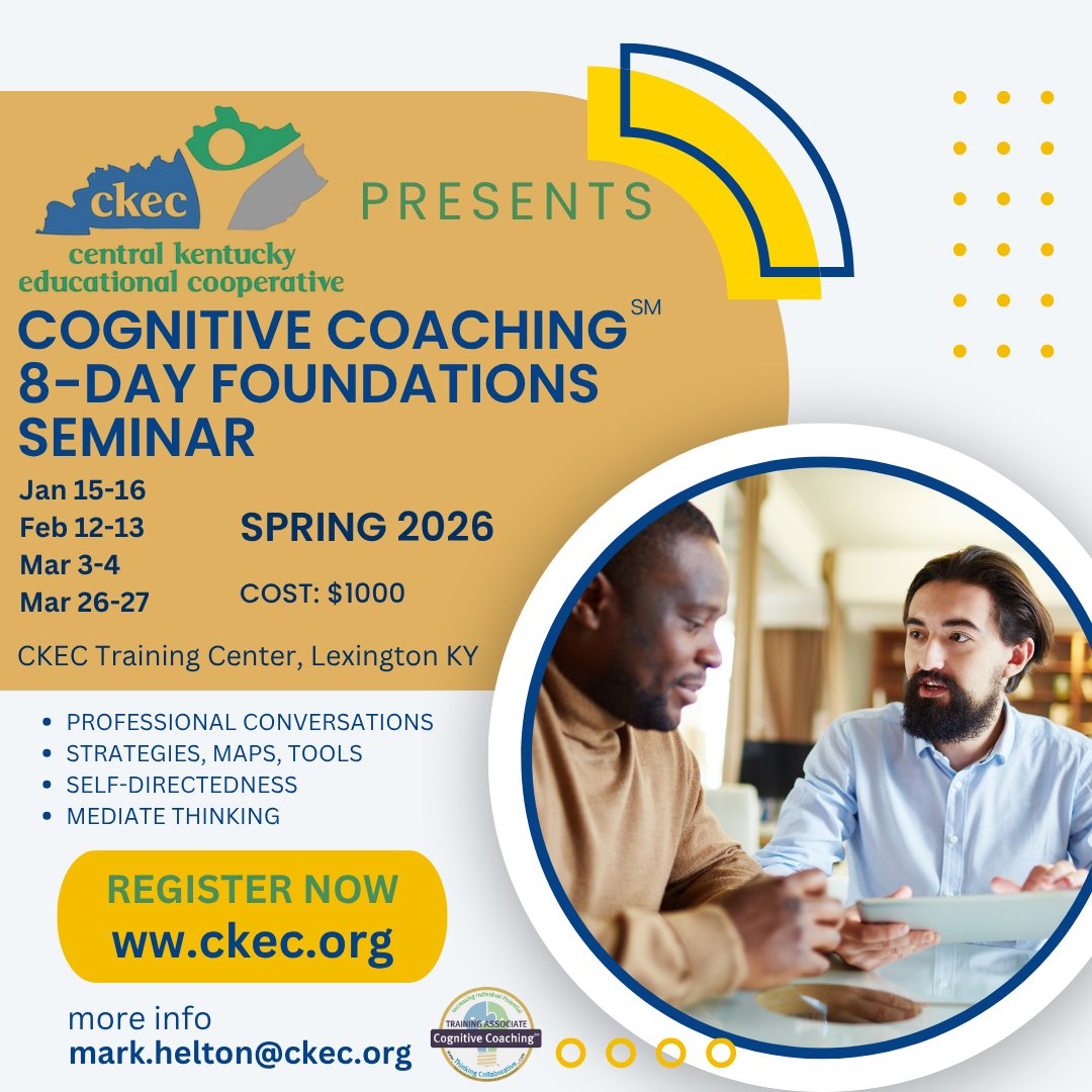 Are you looking for a way to level up your instructional coaching skills?  CKEC will be offering the 8-day Cognitive Coaching Foundations Seminar this Spring!  Info and Registration at ow.ly/NlrY50XemKU