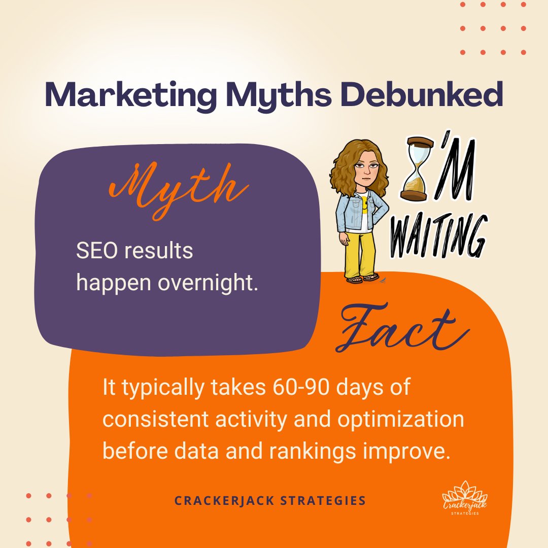 CrackerjackStr's tweet image. How long does it take to rank on Google? 🤔

Think of it like planting a seed. Your website needs time to grow! With organic SEO, most of our clients see results in 60-90 days.

Have questions? Let’s connect for a consultation 🌱
#CrackerjackStrategies