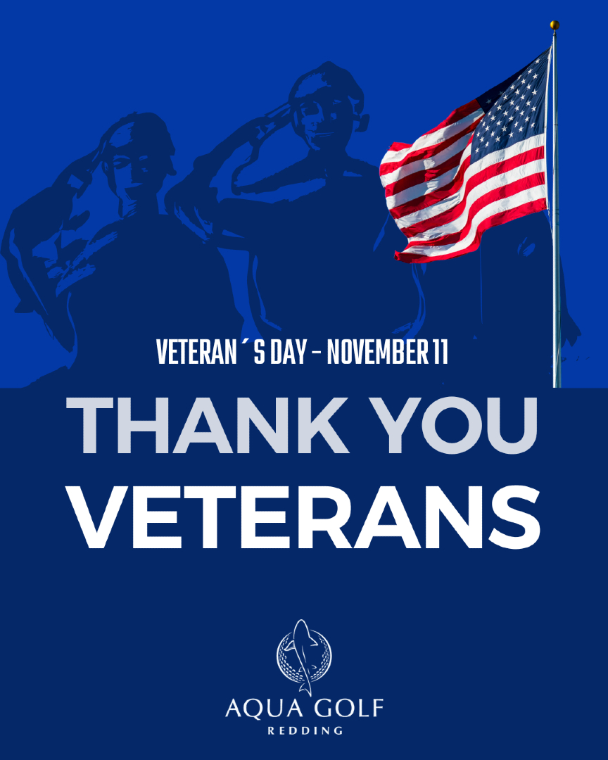 🇺🇸 This #VeteransDay, we’re saying thank you to those who served.

🎖️ All veterans get a FREE small bucket of balls on Nov. 11 at Redding Aqua Golf.

Come enjoy the river view and a swing on us! ⛳️

#ReddingAquaGolf #ThankYouVeterans