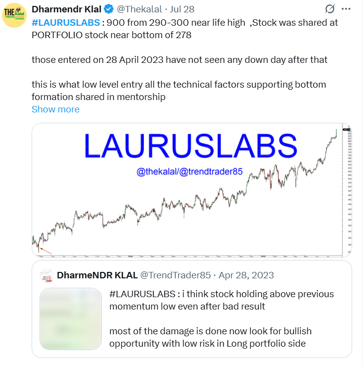 Thekalal's tweet image. #LAURUSLABS : 1000+ from 300

same story fell down to 280 from 700+ 
no funda was supporting long near 300 when company posted another bad result