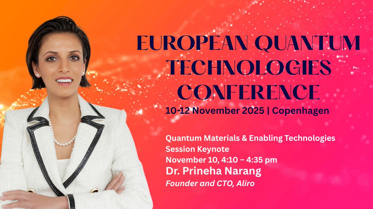 Big week ahead for Aliro!
We’re especially excited that our Founder and CTO, Dr. Prineha Narang, will be giving a keynote in Session 2 at EQTC 2025 in Copenhagen! Eric Ostby, Chief Product Officer, is also attending. This is one of the most exciting gatherings for the global