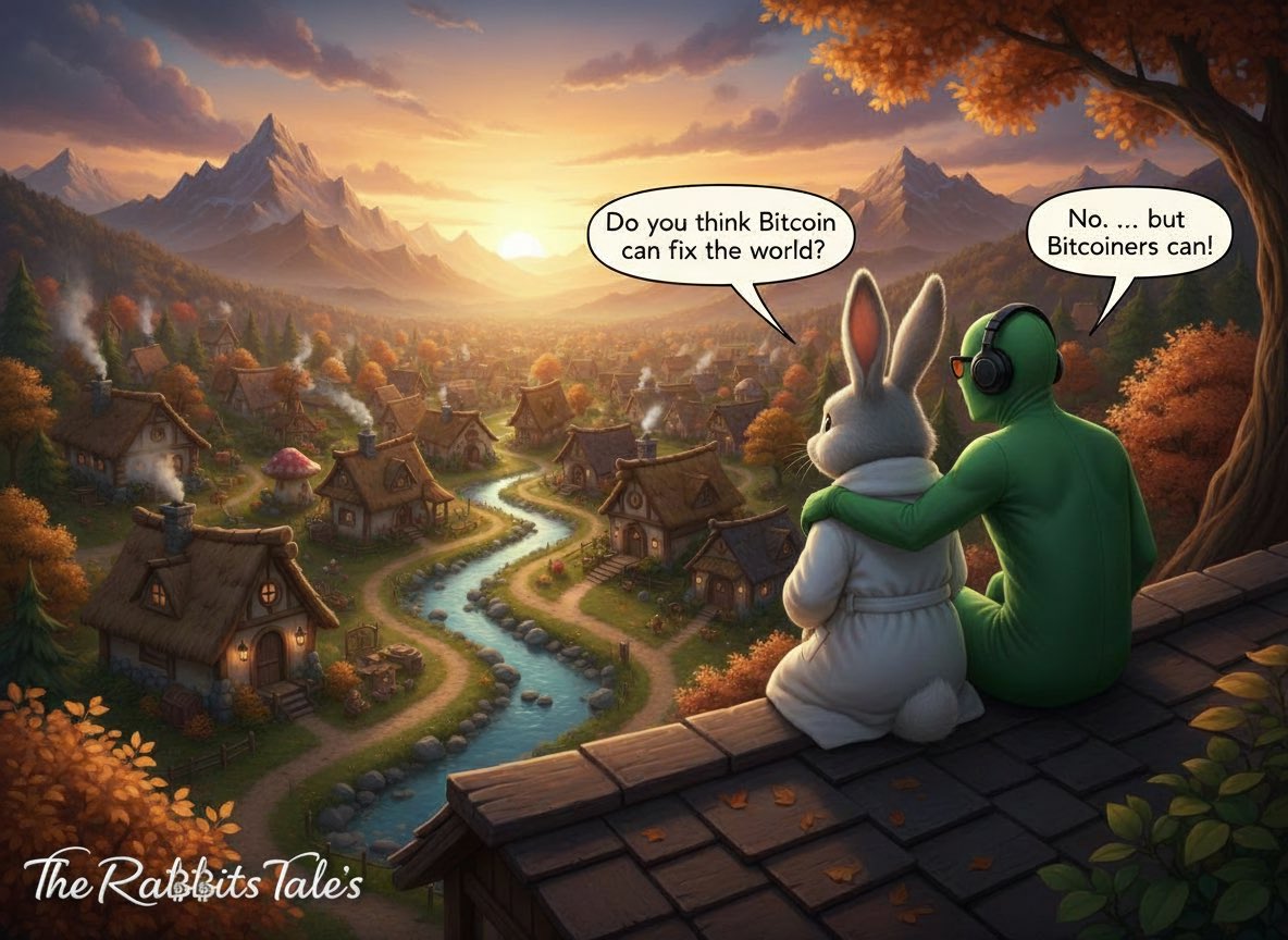 💬🐇 „Do you think Bitcoin can fix the world?“

„No. … but Bitcoiners can!“ 🧡

#TheRabbitsTales
