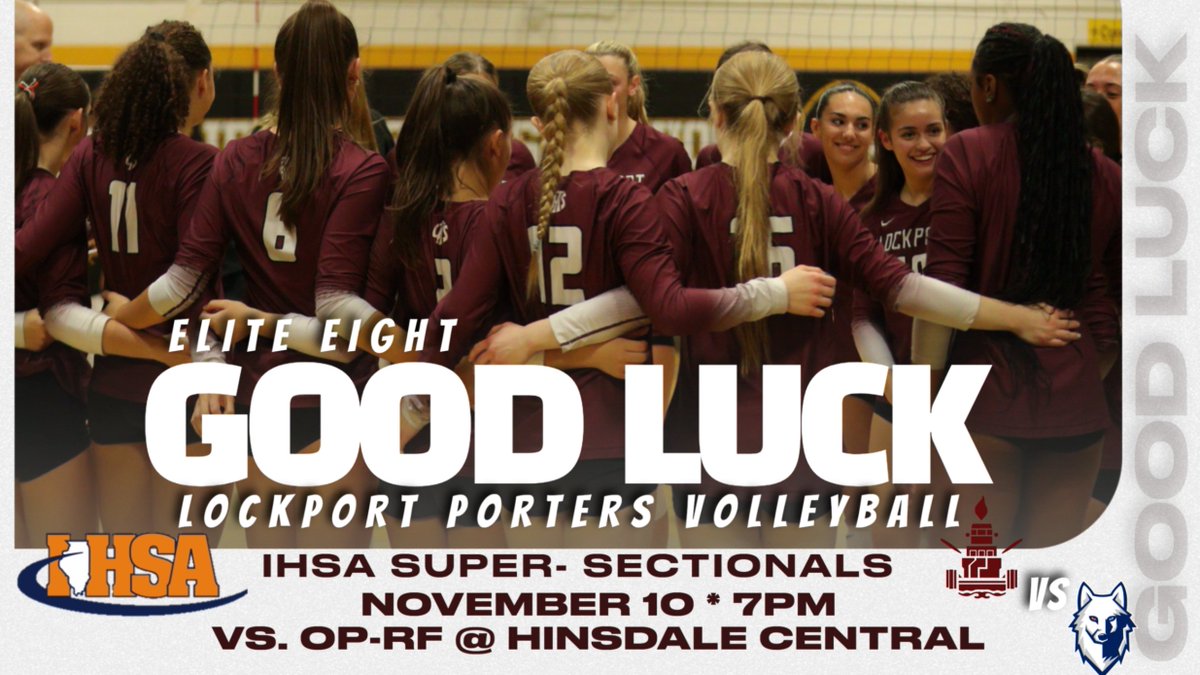 lthsathletics's tweet image. Best of Luck to the Porters Volleyball team as the compete in the IHSA Super-Sectional match tonight vs. Oak Park River Forest at 7pm at Hinsdale Central. Keep it rolling, ladies! @LTHS_Volleyball @LockportHS205 @tkmedia09 #porternation