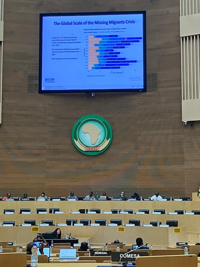 IOMatAU's tweet image. At the AU 5th STC Migration, Refugees &amp;amp; IDPs, Member States called for stronger action on the #MissingMigrants tragedy-addressing root causes, responsibility sharing, transnational coordination, improving data &amp;amp; dvping continental guidelines to uphold dignity &amp;amp; support families.
