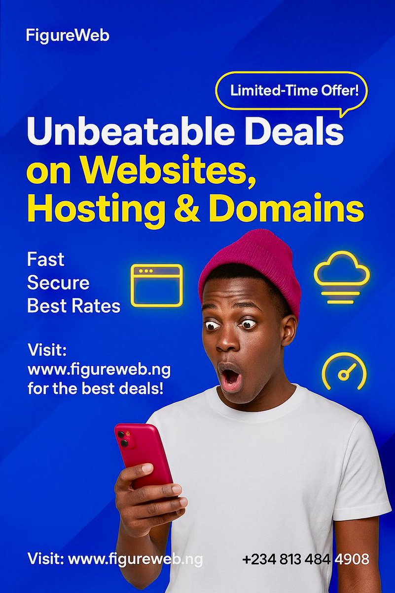 figurewebng's tweet image. Why pay more when you can get premium websites, hosting &amp;amp; domains at unbeatable rates?

Fast. Secure. Affordable.
Limited-time offer, don’t miss it.
Click the link: figureweb.ng

#FigureWeb #WebsiteDesign #WebHosting #DomainDeals #AffordableHosting #WebServices
